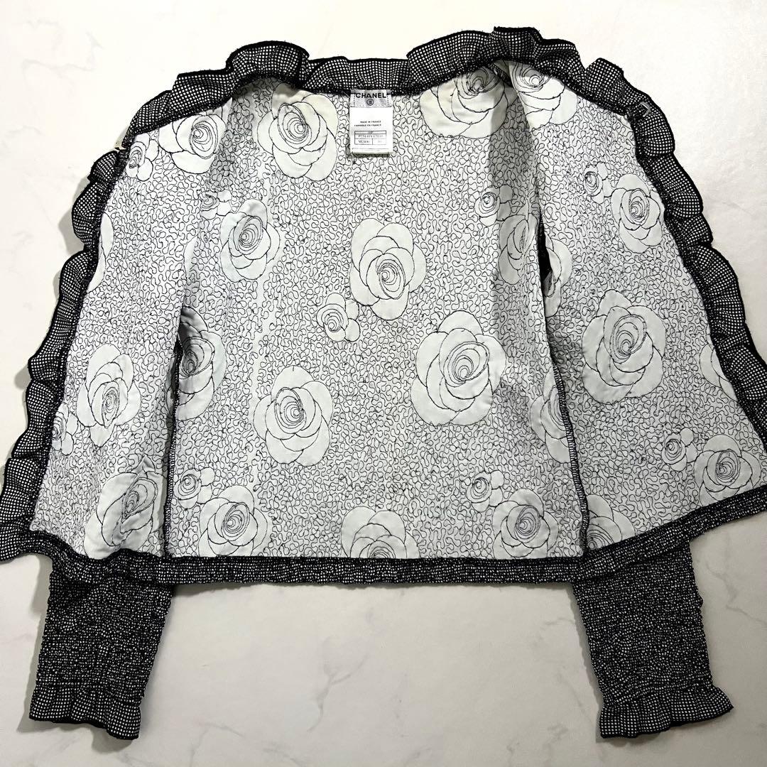 CHANEL ジャケット ボレロ 黒 ポップコーン カメリア カーディガン 40