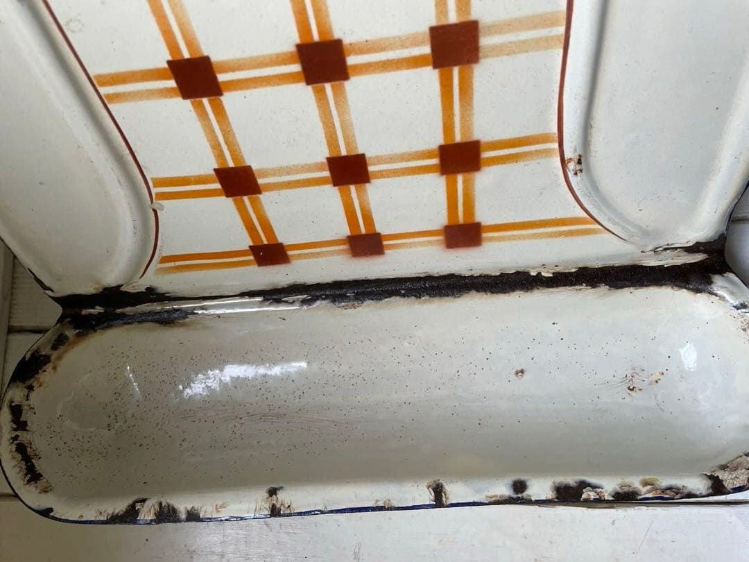 knock アンティーク　ホーロー　レードルラック　チェック柄　レードル付