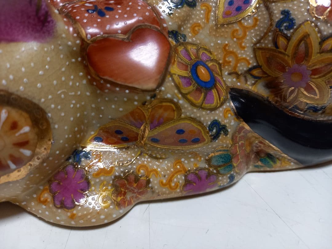 薩摩焼　眠り猫　浮世絵　美人画　古美色　大き目　サイズ　美品