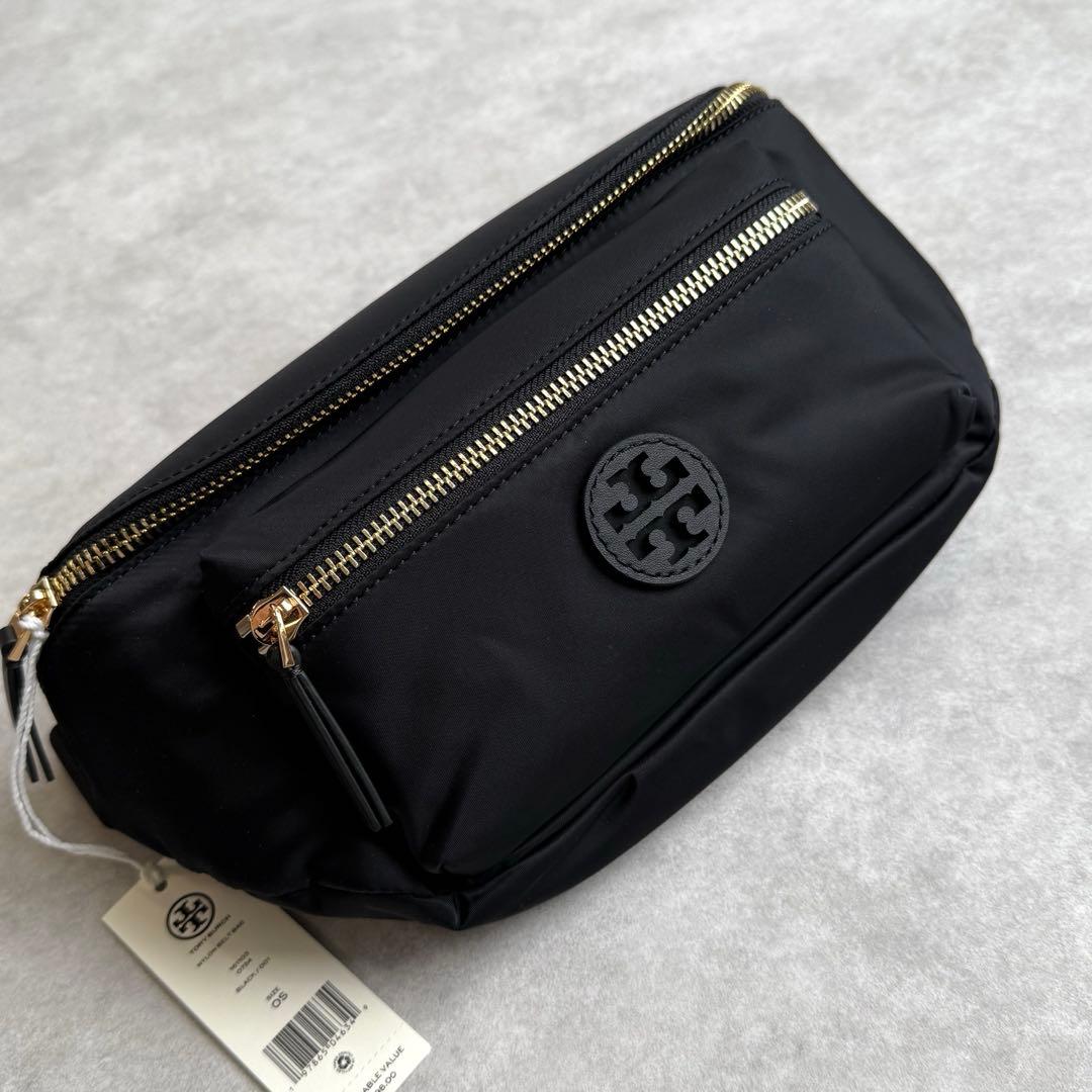 トリーバーチ ボディーバッグ ウエストバッグ ロゴ 黒 ウエストポーチ