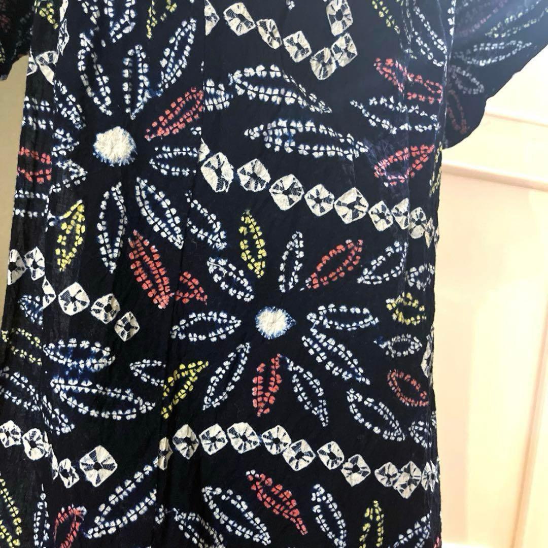 有松鳴海絞り 華やか 菊葉 手蜘蛛絞り 一部しつけ付き 手縫い濃紺 美品