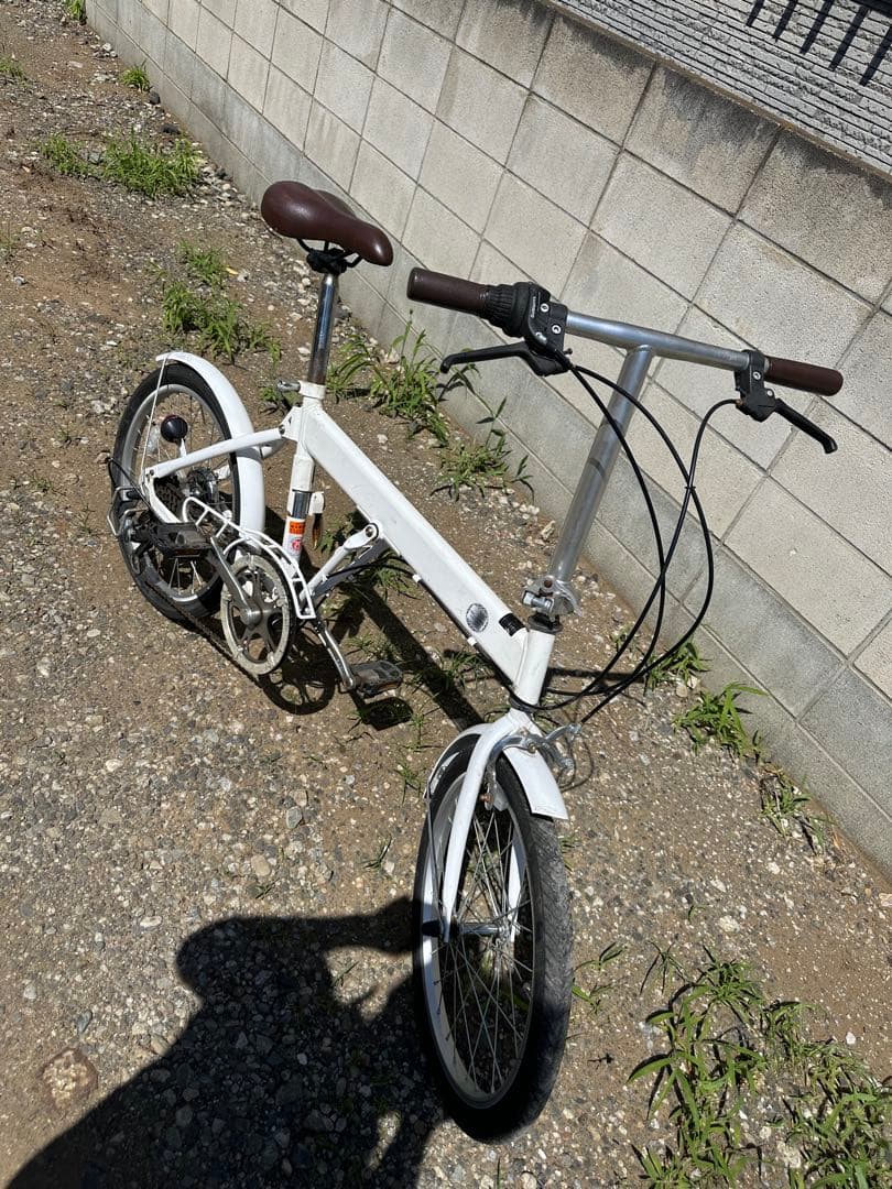 折りたたみ自転車 ホワイト ブラウンサドル