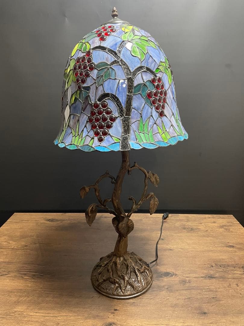 ヴィンテージ　ステンドグラステーブルスタンド　テーブルランプ　葡萄(大)88cm