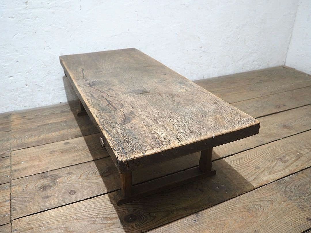 1405 一枚板のローテーブル　文机　陳列台　古家具　レトロ　アンティーク