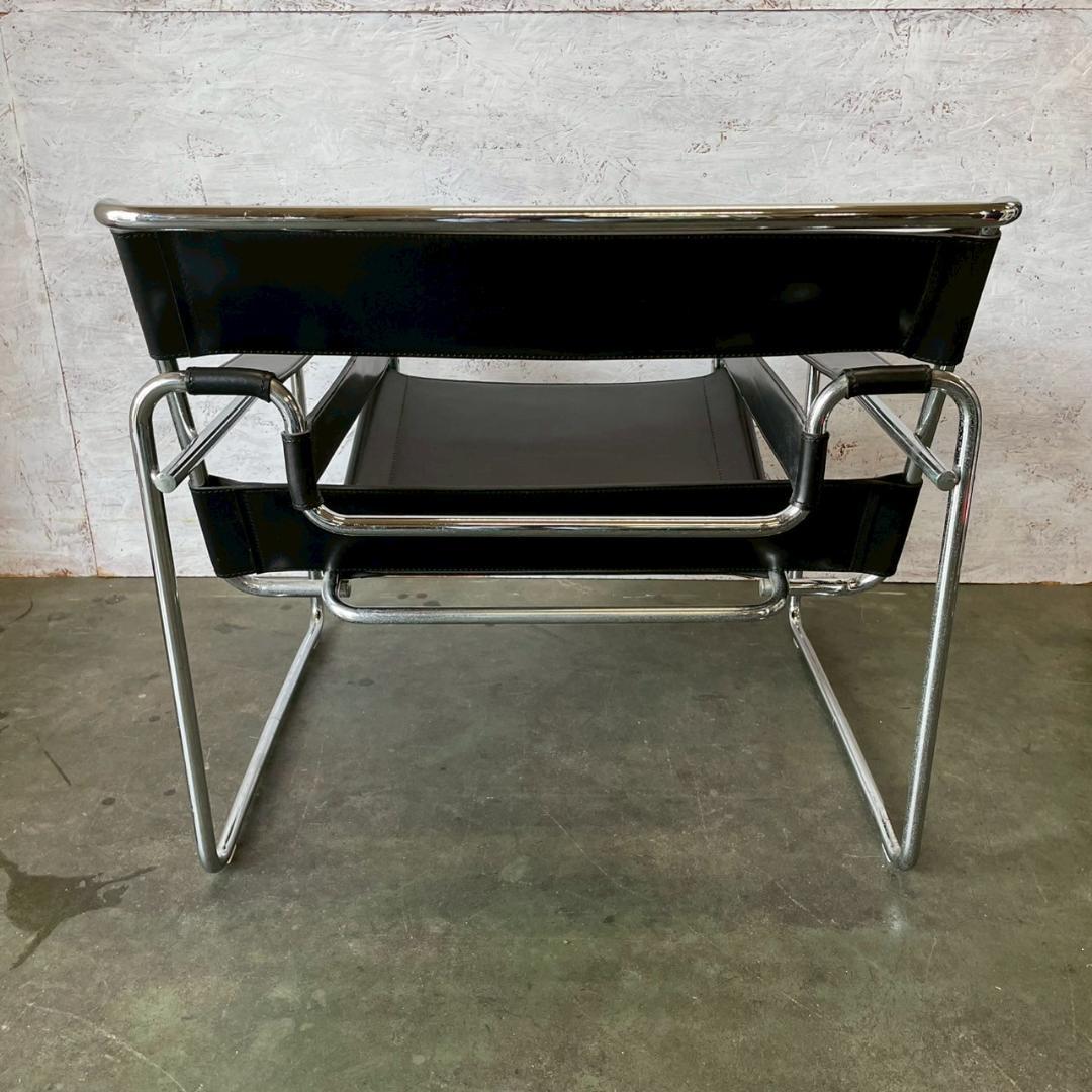 ワシリーチェア イタリア製 ブラックレザー 本革 刻印なし Y1808