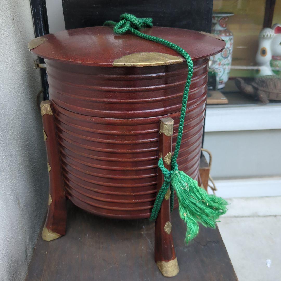 お買い物　骨董　ほかい　大名道具　漆　梨地　木製　2つ