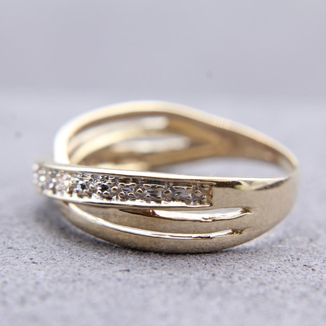 【アンティーク】連結三連リング（9K）14号【J27346】