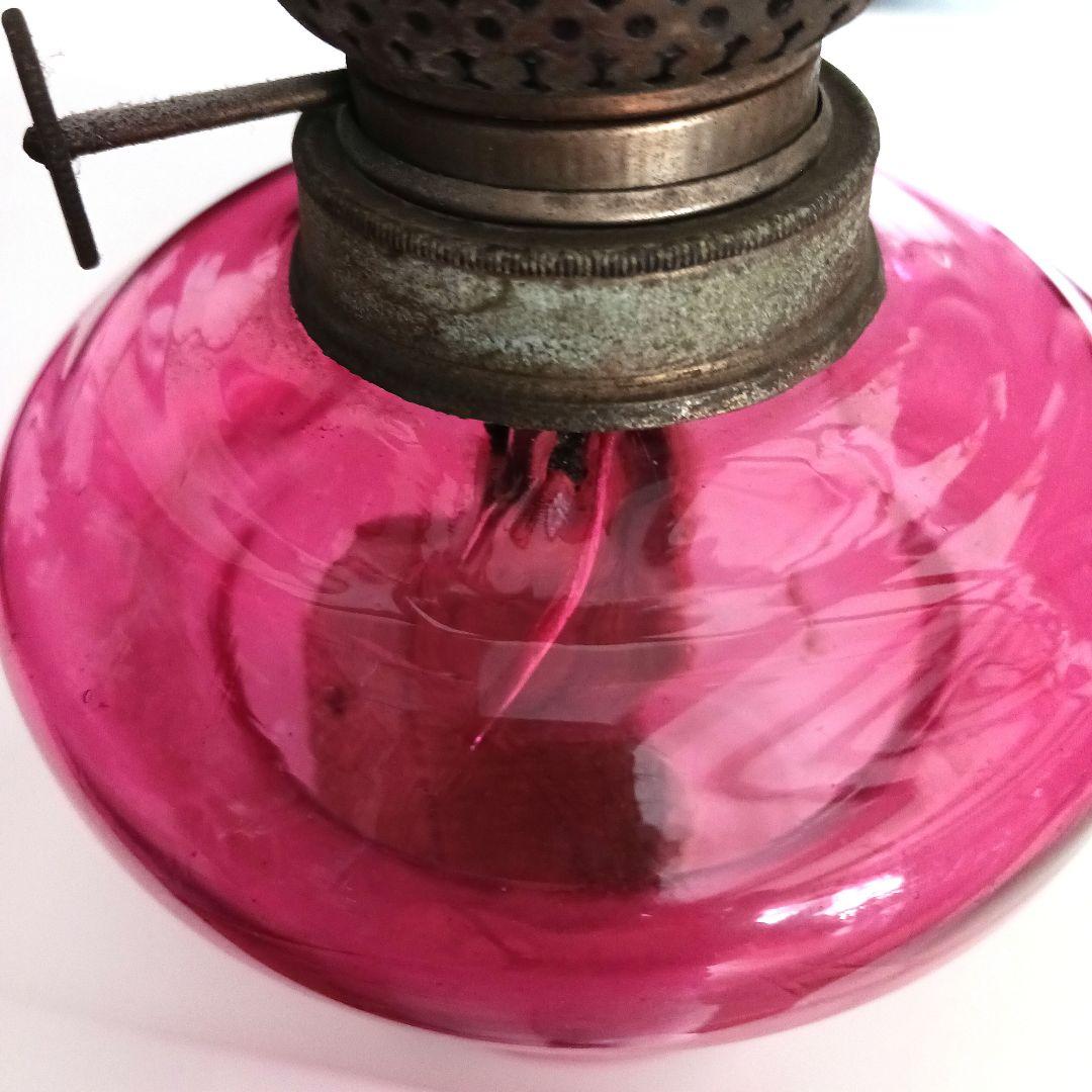 アンティーク吊りオイルランプ　　　ピンクレッド