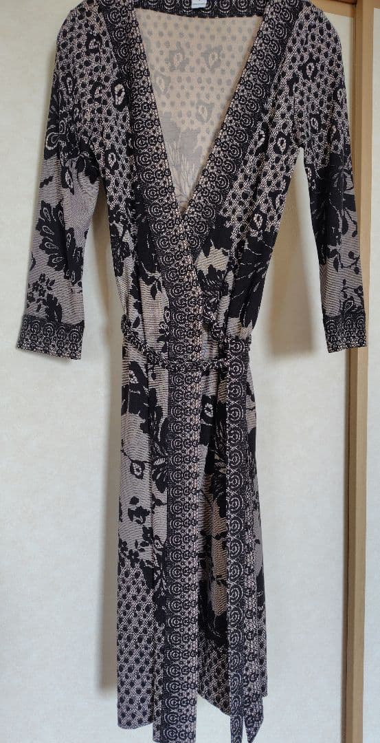 美品♡DVF　シルク　花柄レースプリント　ラップワンピース　カシュクール　US4