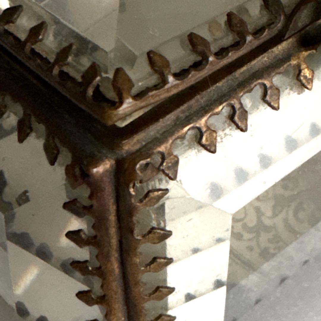 アンティーク　ガラスジュエリーボックス　ベベルドガラス