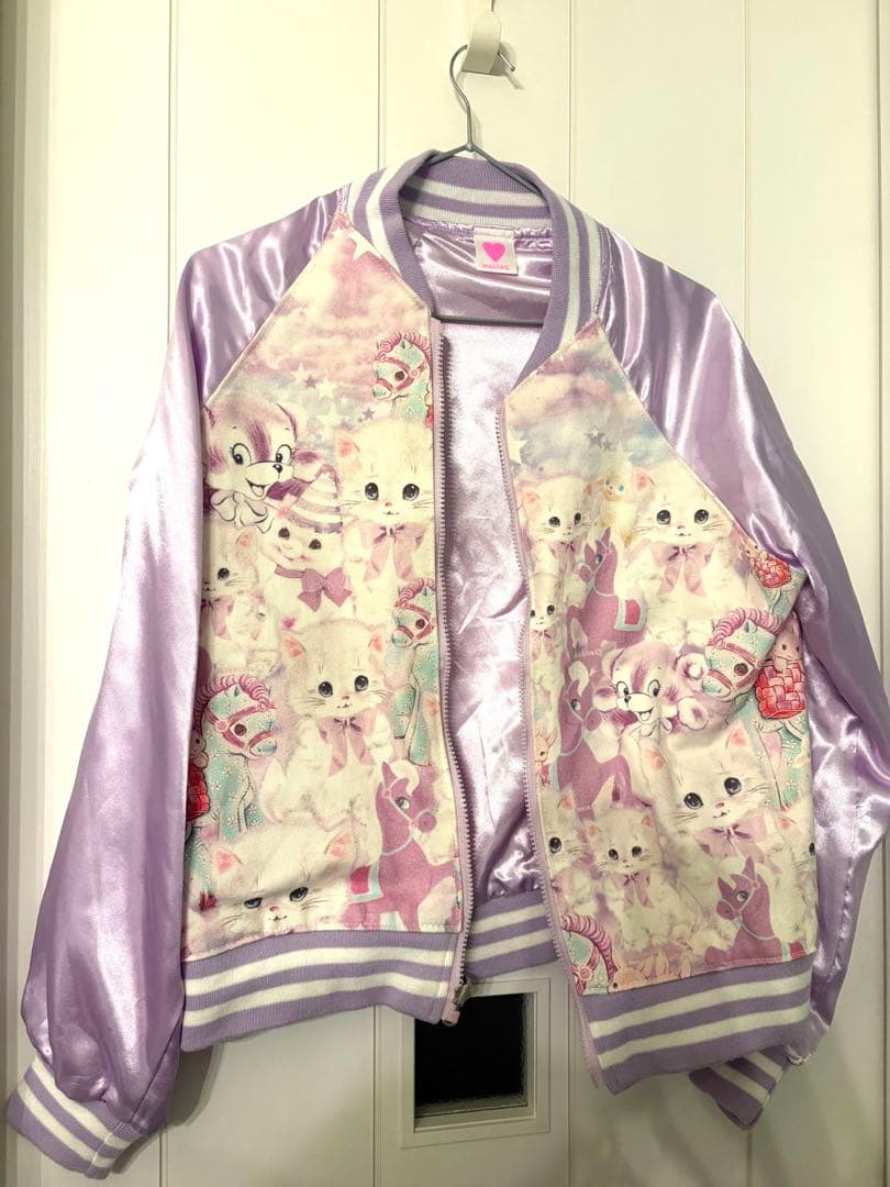 パステル　スカジャン　レトロアニマル　ゆめかわいい　ジャケット　ねこ　猫