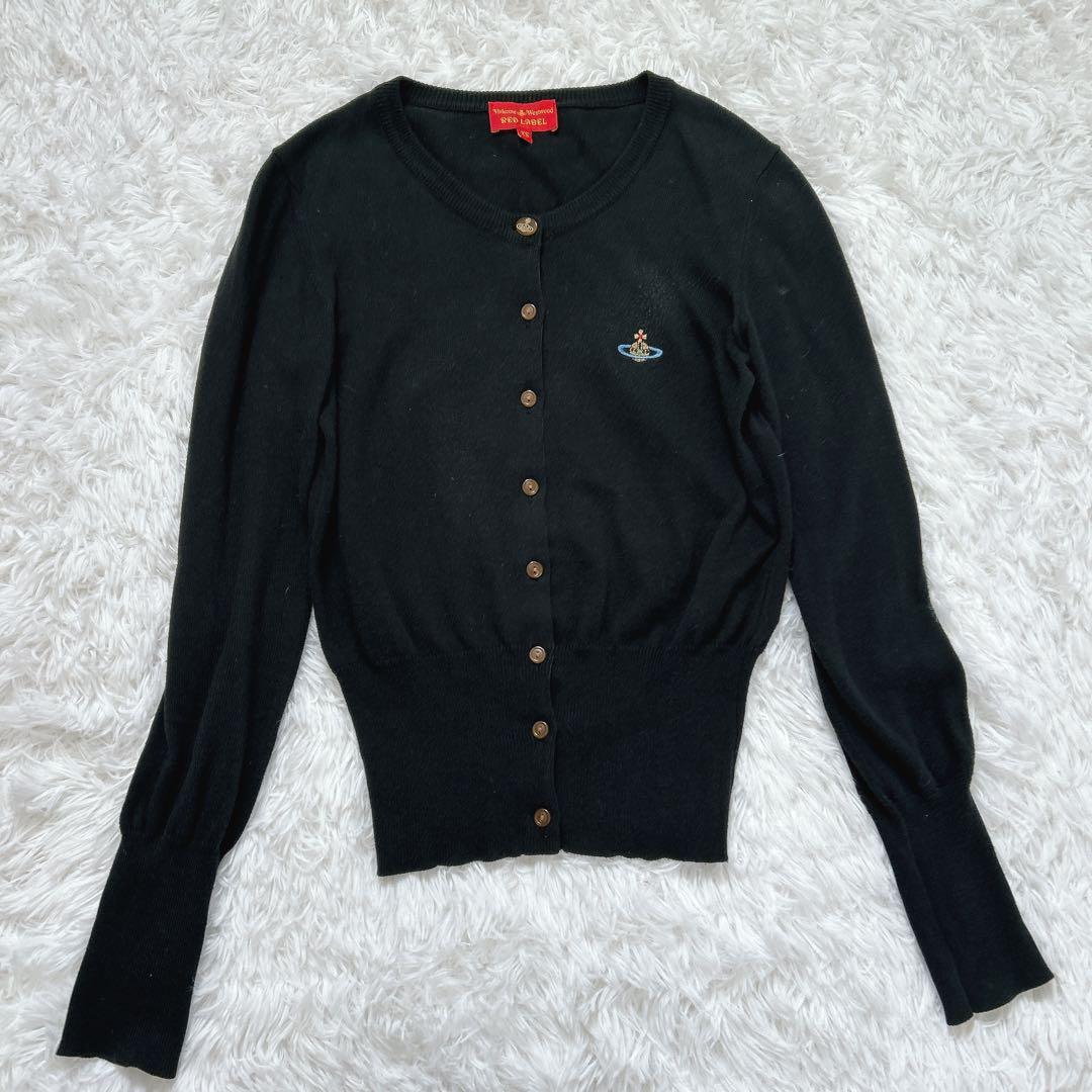 希少✨ヴィヴィアンウエストウッド オーブ刺繍 カーディガン 黒　XS コットン