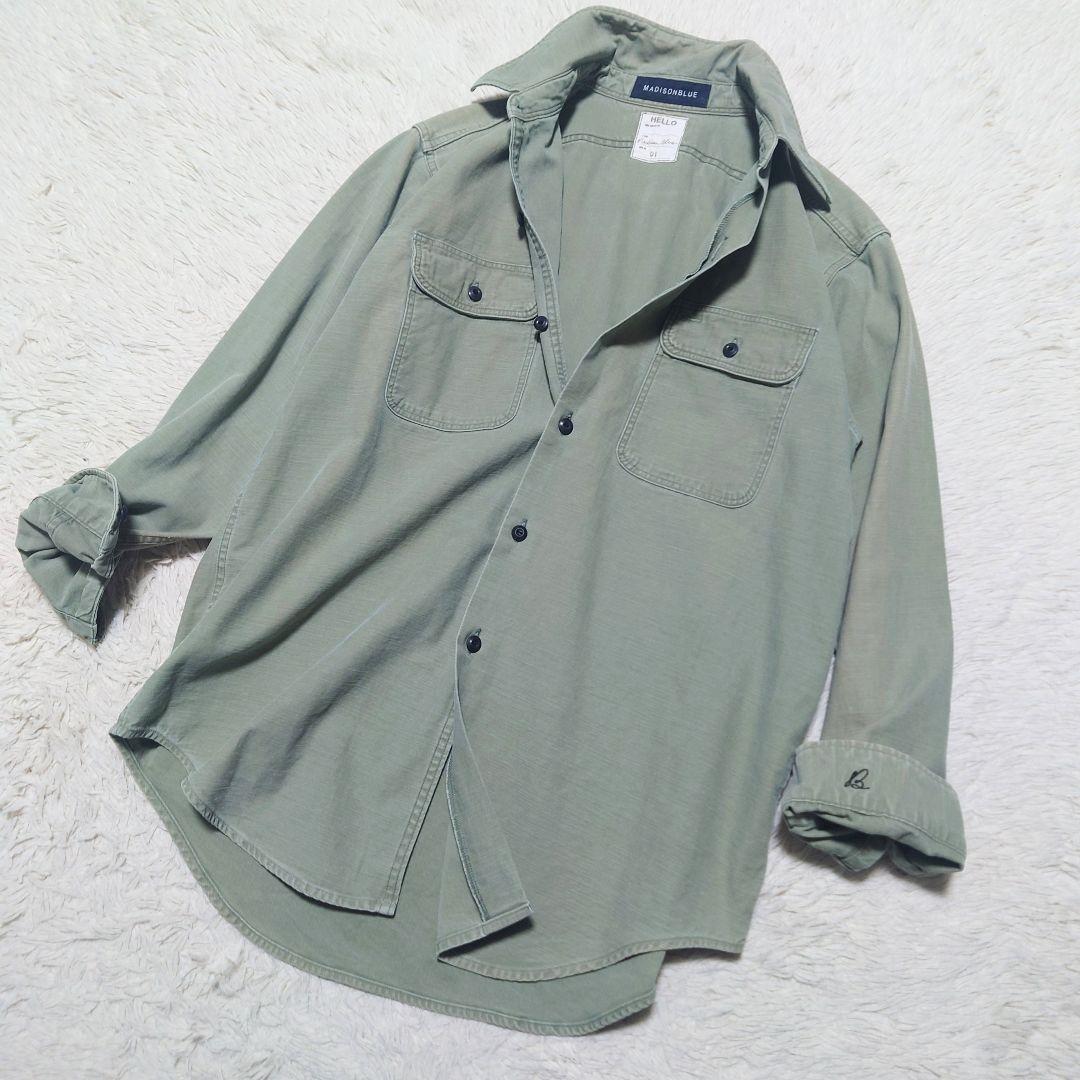 【希少】マディソンブルー 長袖シャツ ハンプトン バッグサテン カーキ