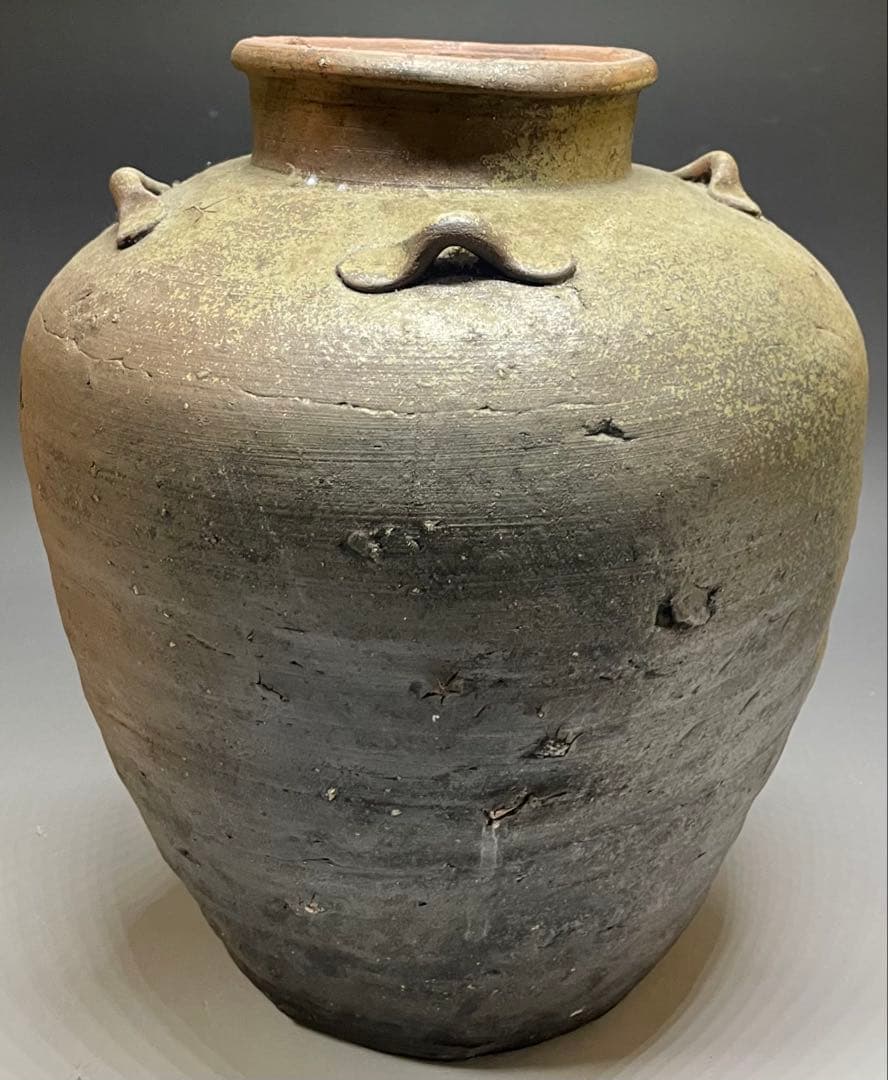 古備前　四耳壺　葉茶壺　28.5cm y5517