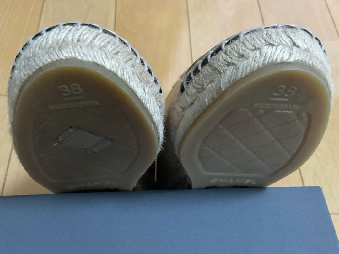 美品 シャネル エスパドリーユ ラムスキン 38