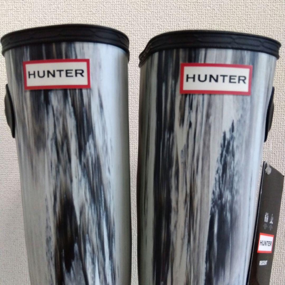 未使用 希少 HUNTER ハンター ロング レインブーツ マーブル柄 レア