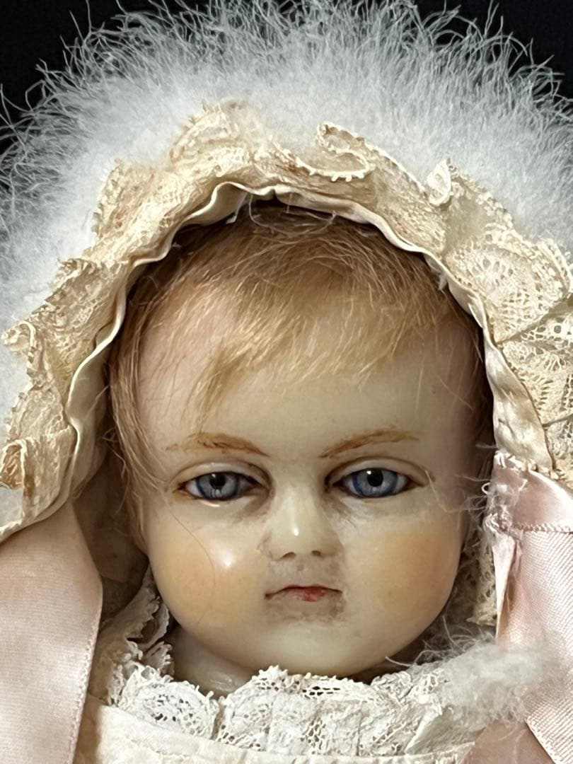 アンティーク英国製 希少ワックスドール 当時物ビスクドールレトロ人形ブロカント