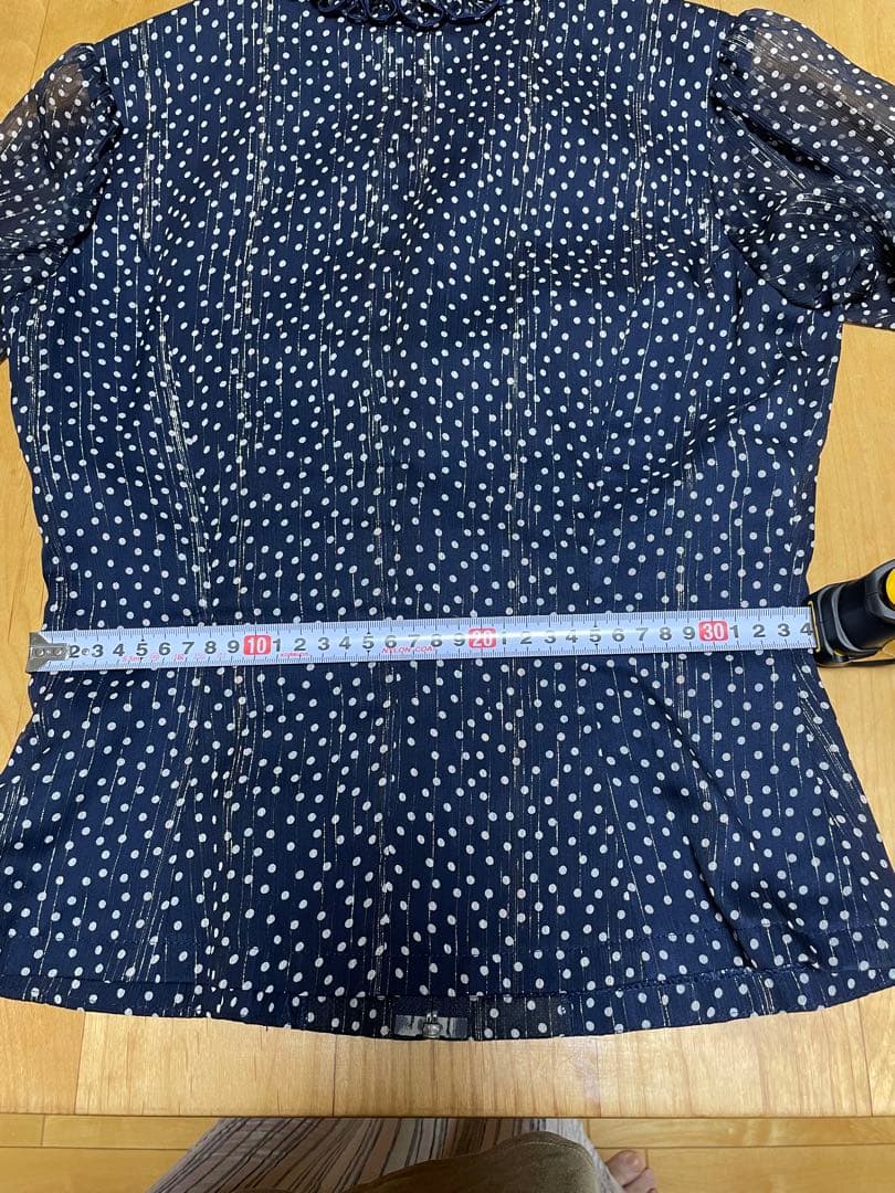 SONIA JOHNES ネイビー ドット柄 長袖ブラウス 【サイズ3表記】