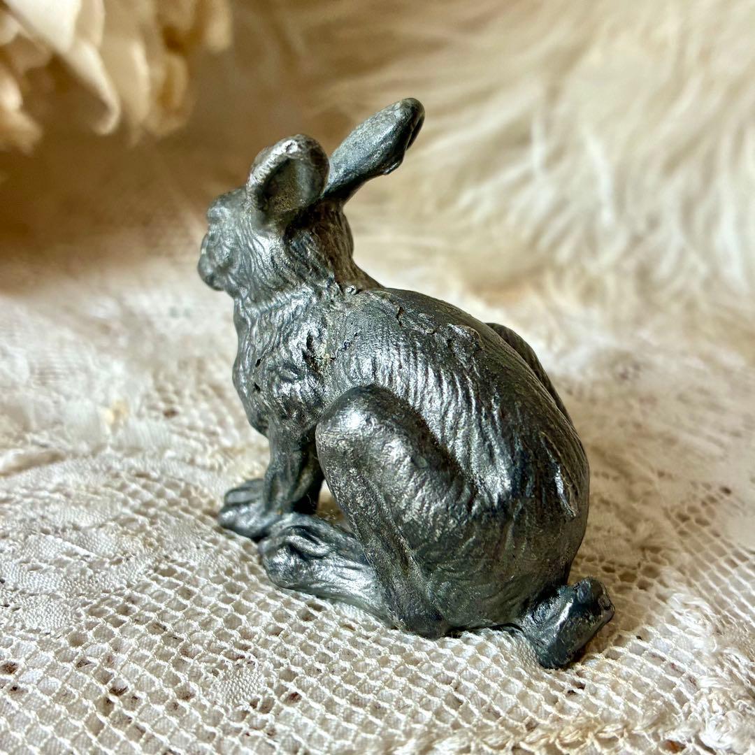 19世紀うさぎフィギュア　オブジェ　ペーパーウェイト　フランスアンティーク