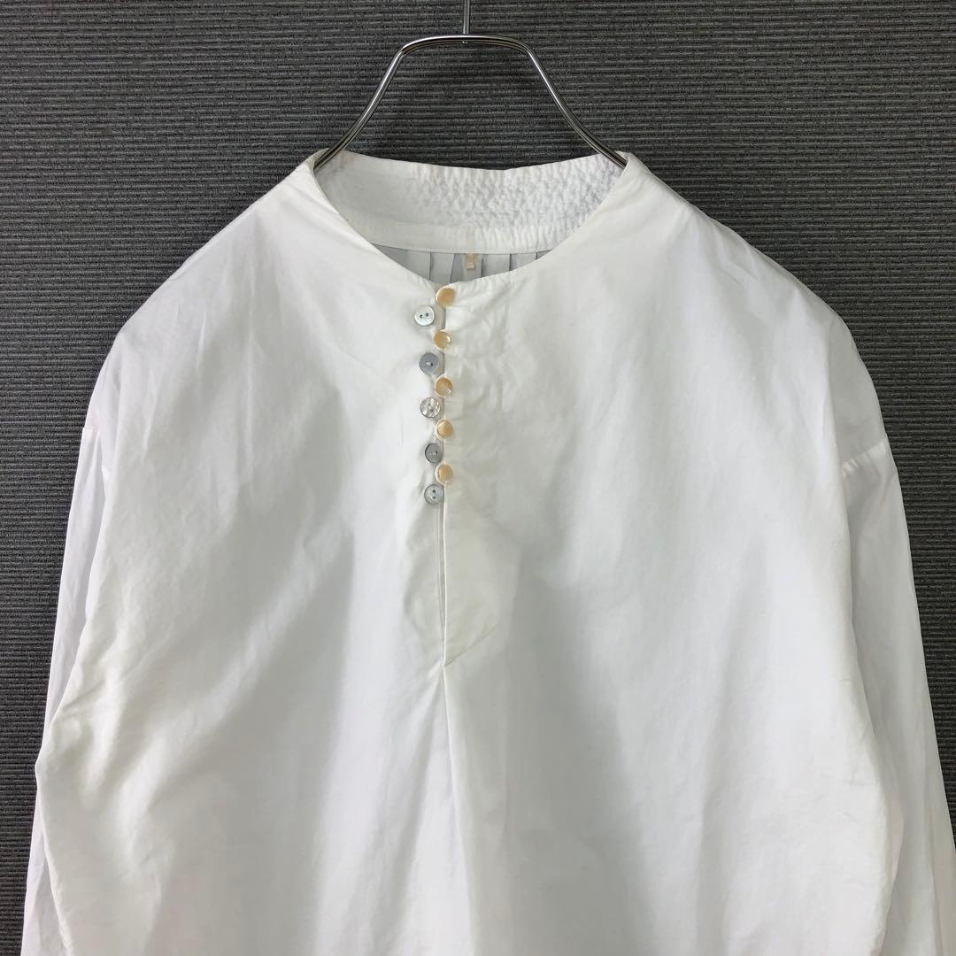 PallasPalace パラスパレス ノーカラーシャツ ブラウス ホワイト