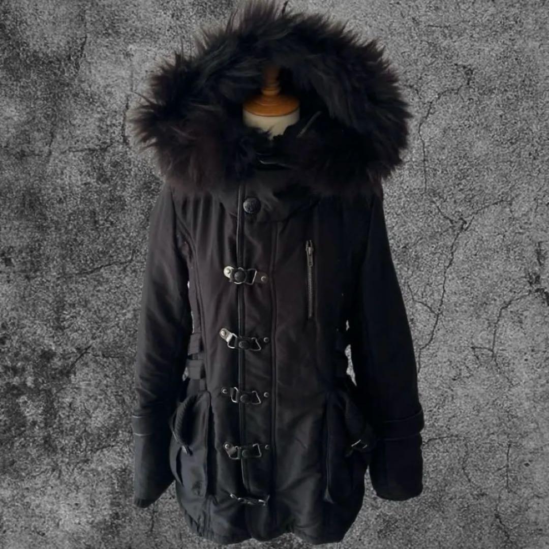 平成ギャル y2k archive ダークグランジ ファーフード モッズコート