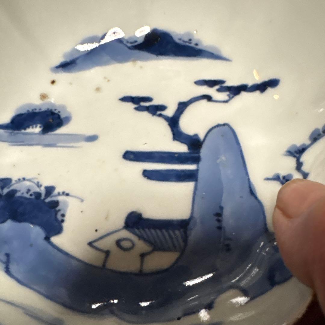 最処古伊万里染付なます皿（鉢）五個セット濃淡の色合い綺麗な山水こだわりの裏印名品