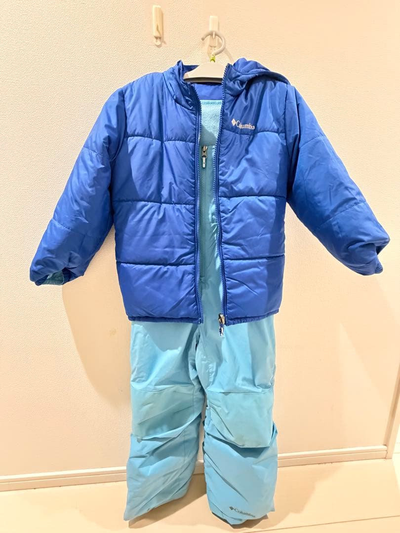 Columbia 子ども用スキーウェア 水色と青 フード付き サイズXS