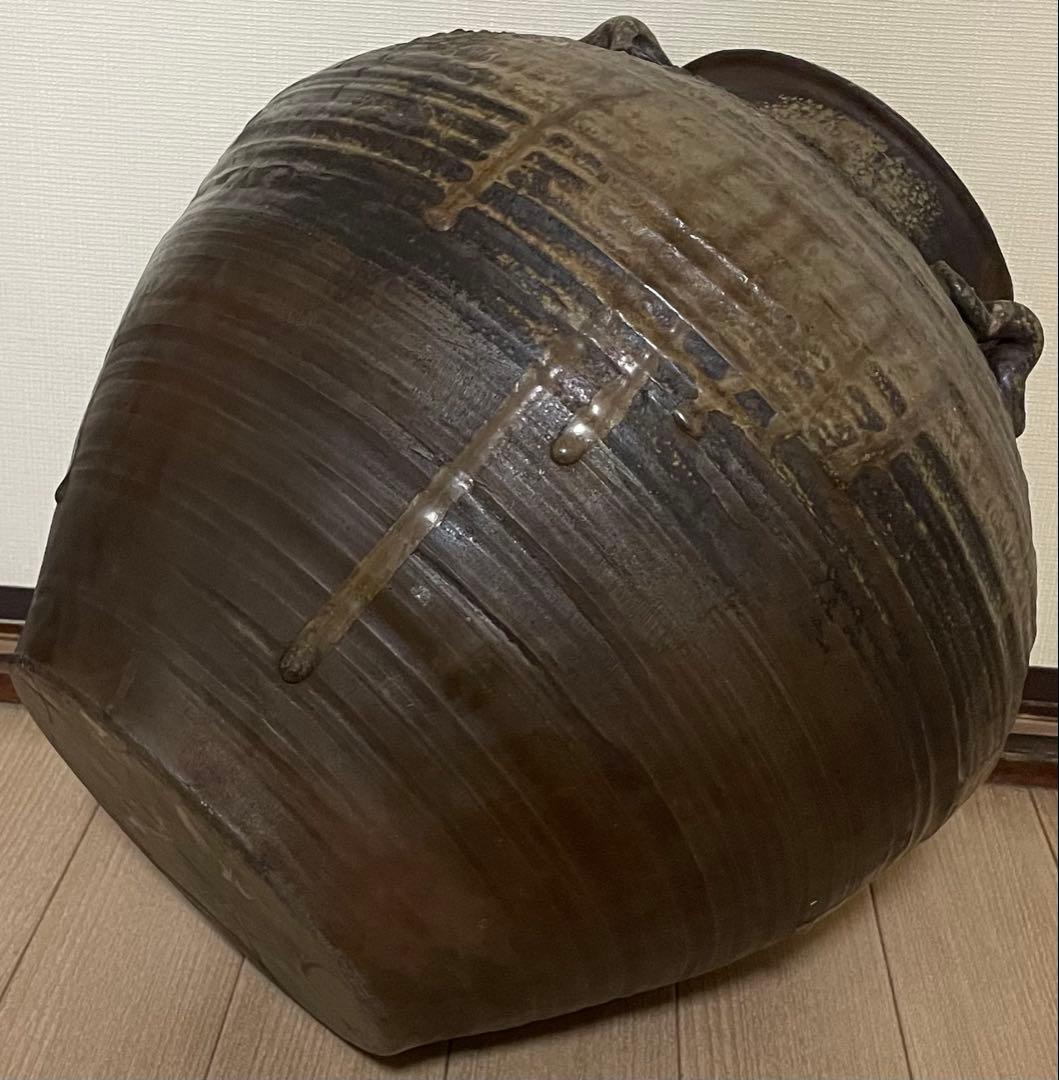 古備前　桃山時代　大壺　特大38cm 　四耳大壺　葉茶壺　Lf6288