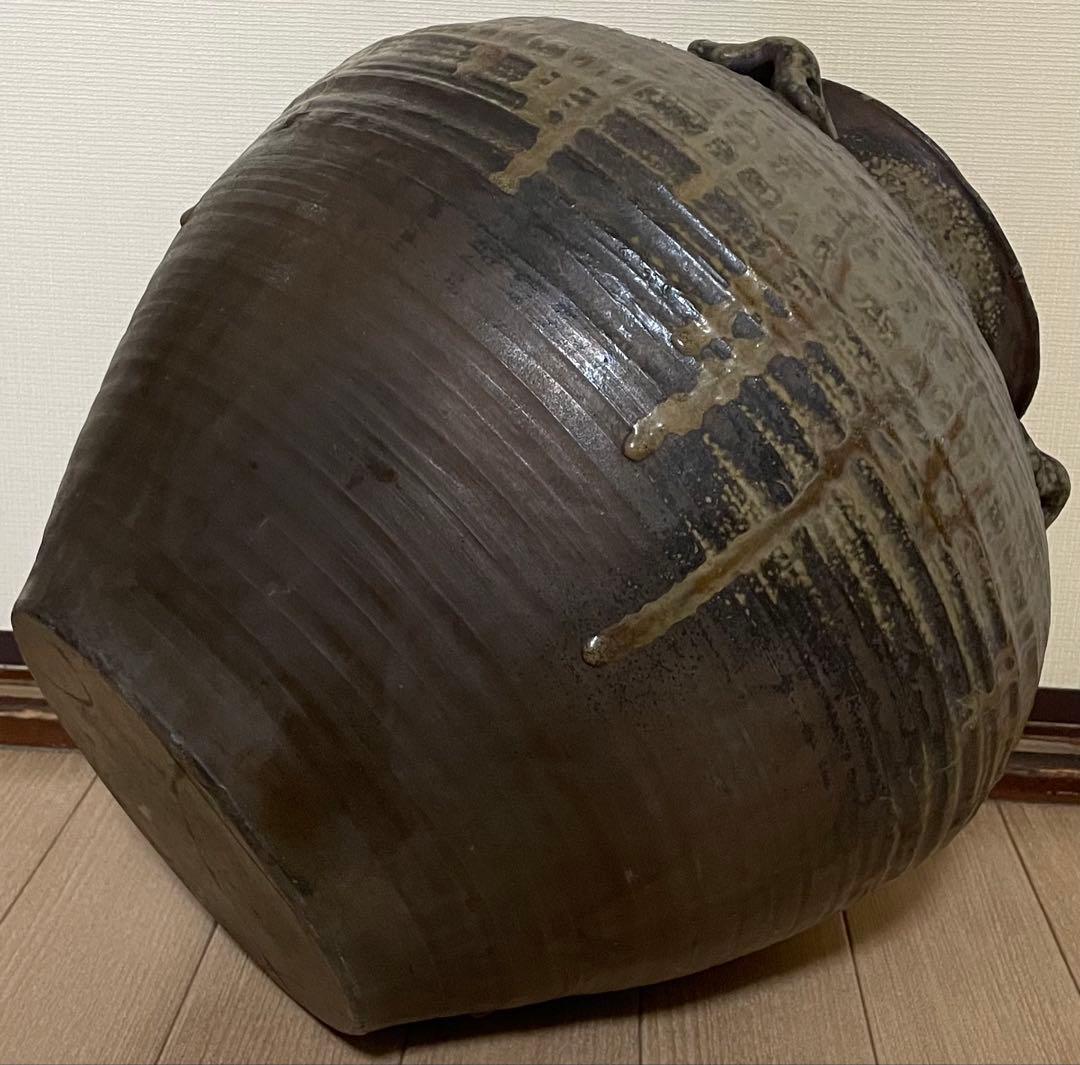古備前　桃山時代　大壺　特大38cm 　四耳大壺　葉茶壺　Lf6288