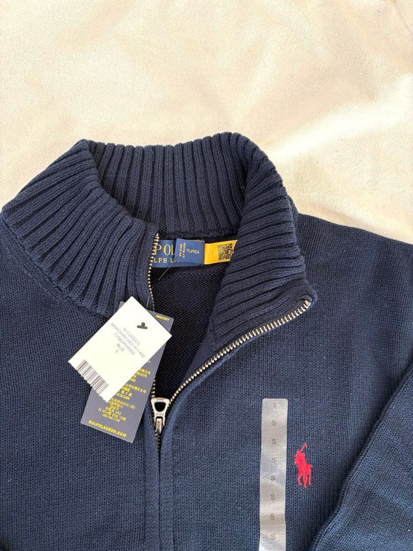新品 ポロラルフローレン ハーフジップ ニット S 紺 ネイビー