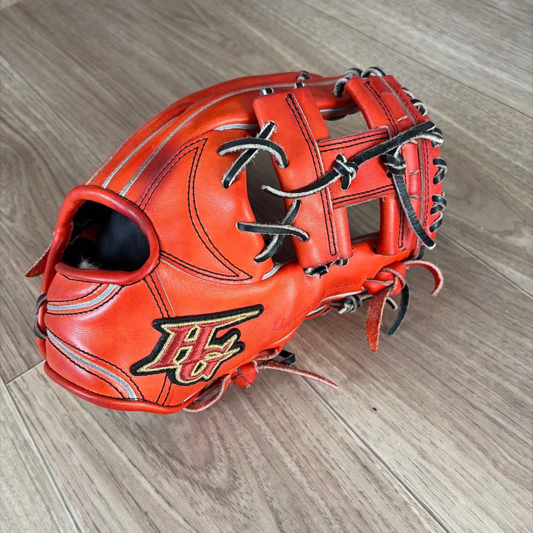 ま*9様 オレンジ色 赤色　硬式グローブ 高品質レザー