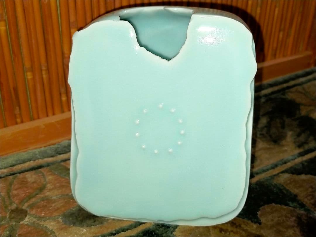 ♥林秀行♥　青磁　♥　扁壷　♥　花瓶　花器　共箱付き　花入れ　走泥社　前衛陶芸