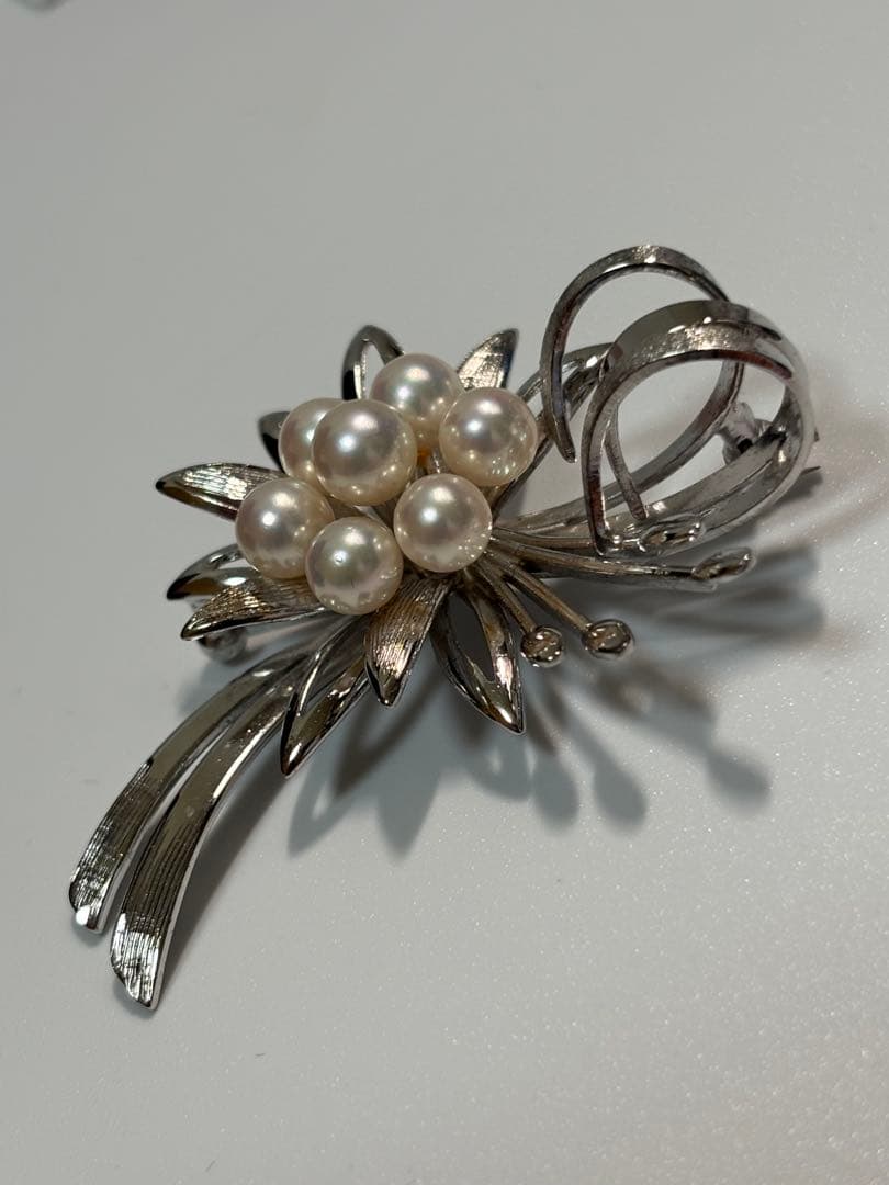 田崎真珠 TASAKI パール付きシルバーブローチ