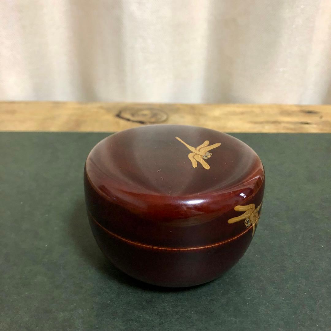 和田瑾斎 蜻蛉蒔絵平棗 共箱 茶道具 勝ち虫 豊穣の象徴