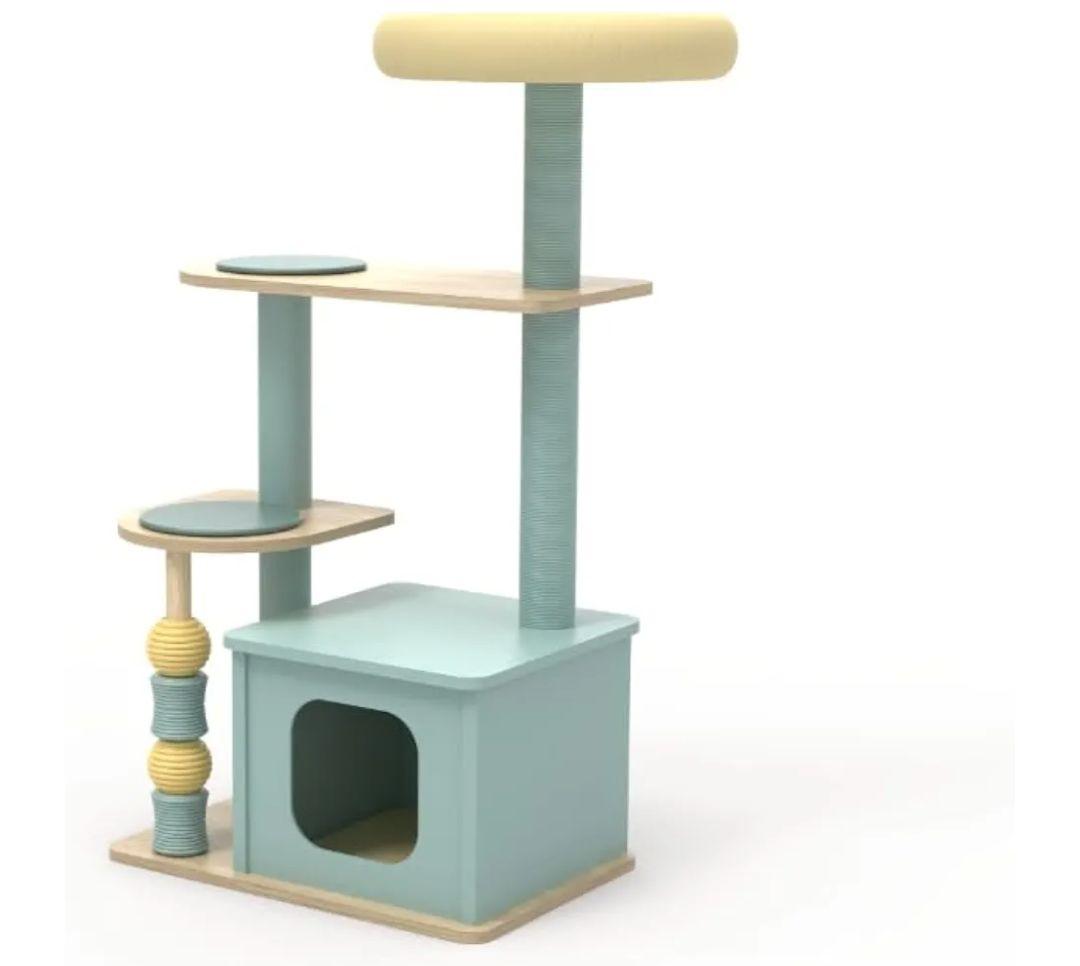 Pawalaya キャットタワー 125cm 水色