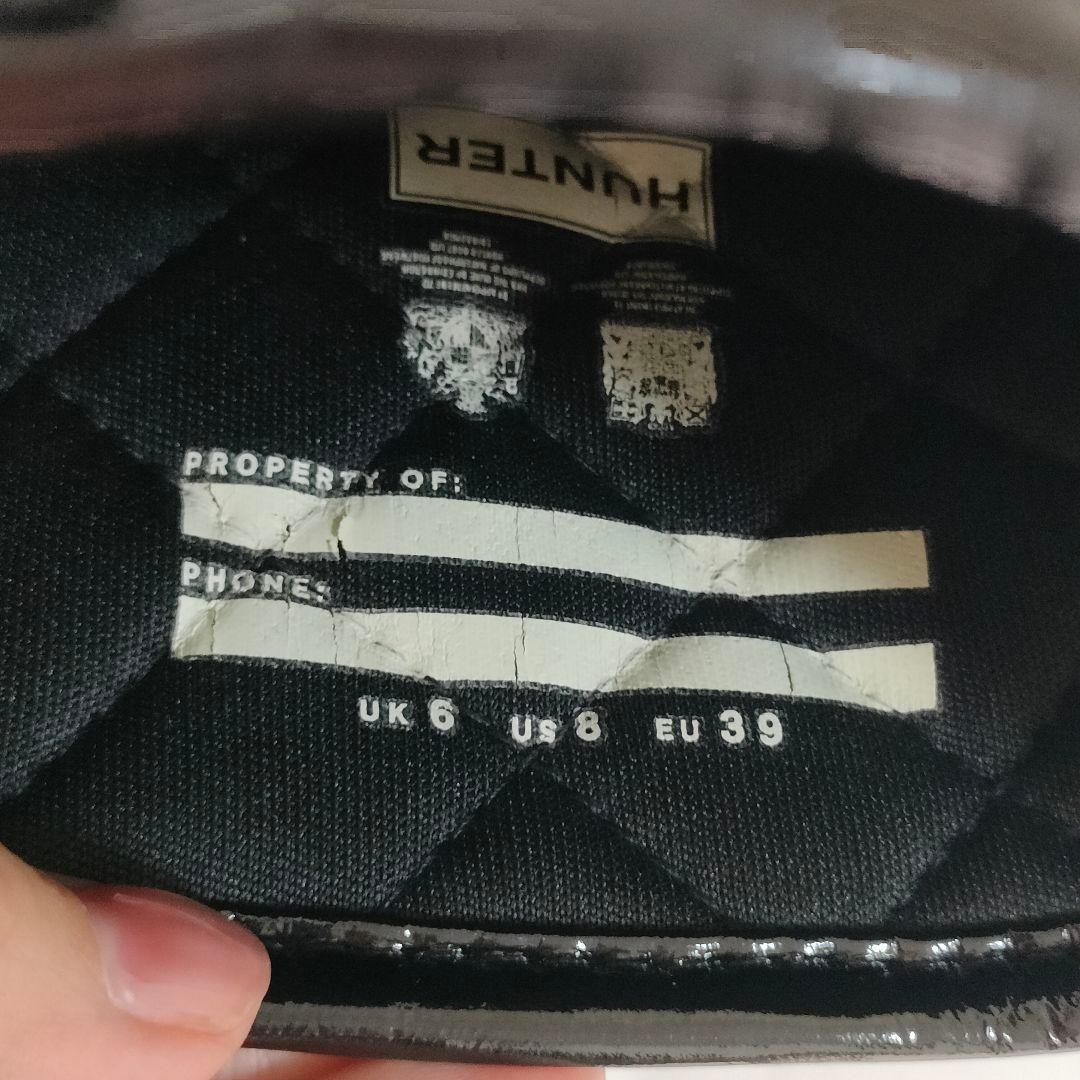 未使用級 HUNTER レインブーツ 金金具 リファインドグロスキルト UK6