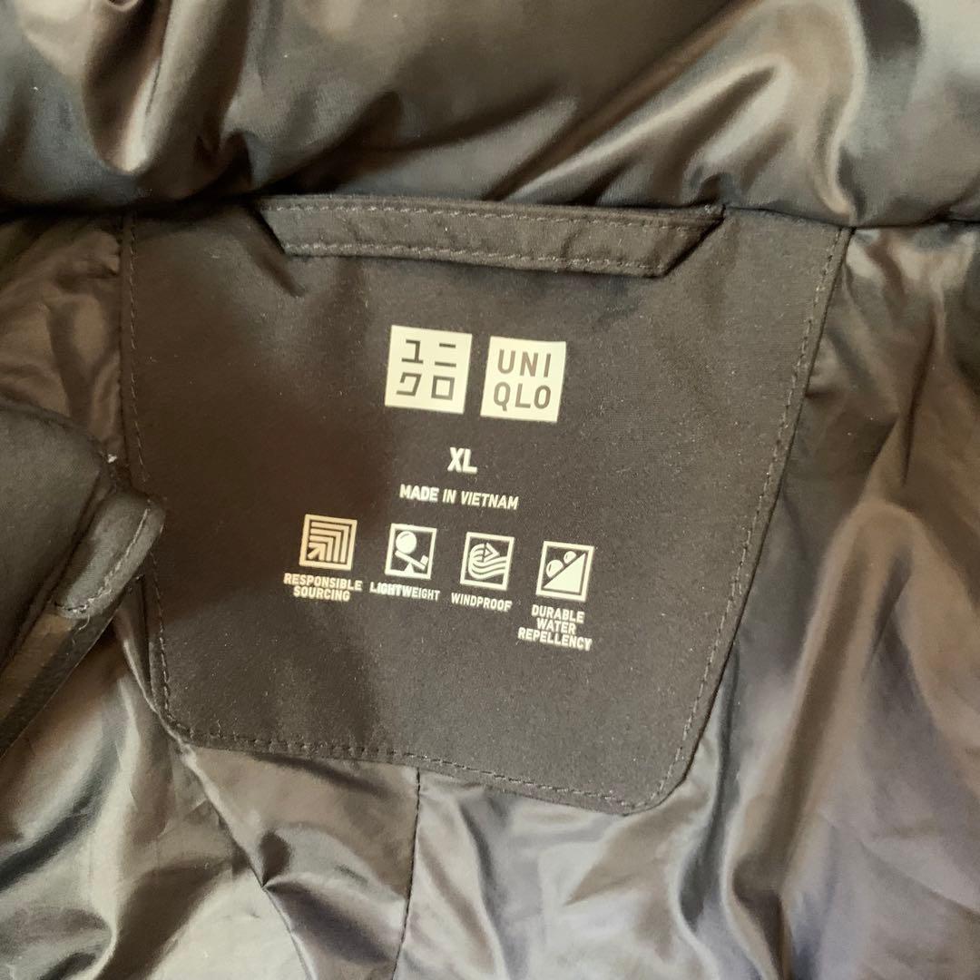 黒 フード付きシームレスダウンジャケット