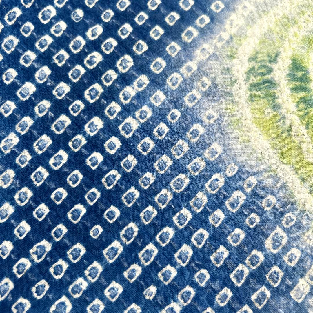 やまと謹製　裄70 有松絞り　絞り浴衣　花柄　藍色×白