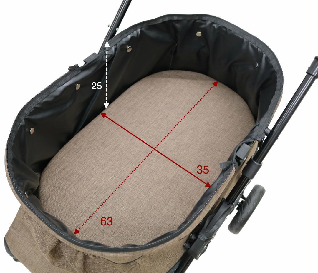 多頭用耐荷重30kg！ココハート ４輪ペットカート/甘えん坊バギーBIG グレー