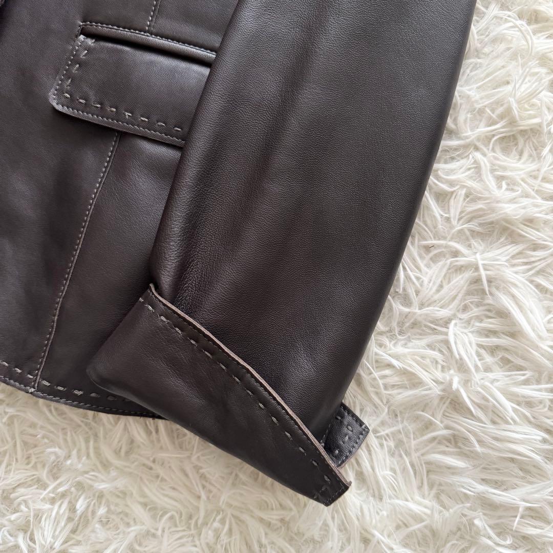 【バルマン】レザージャケット　羊革　ブラウン　茶色　15号