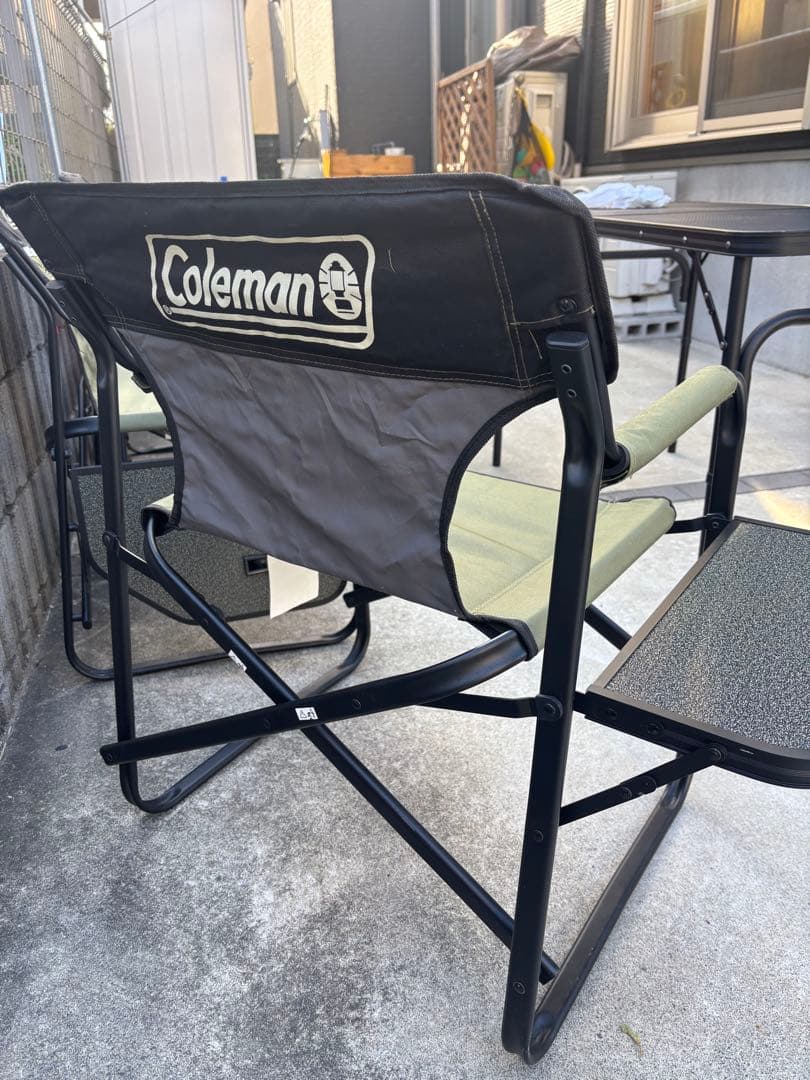 コールマン テーブル付アウトドアチェア 3脚 カーキー 赤