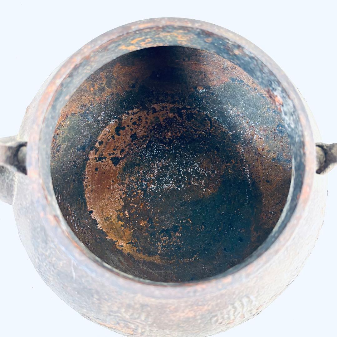 鉄瓶　富士山型　骨董　茶道具　やかん　サビ有り