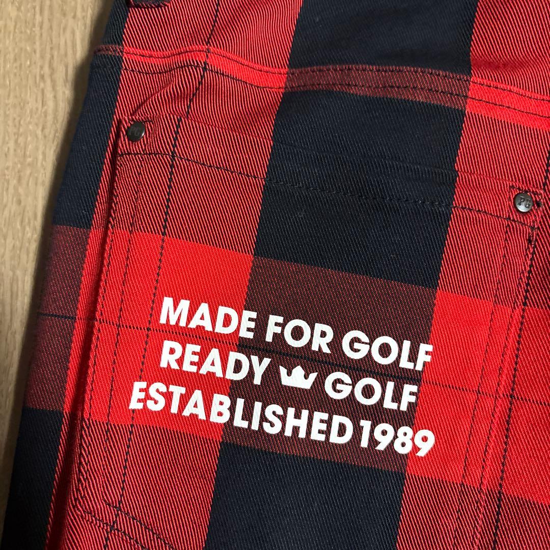 【美品】PEARLY GATES チェックパンツ レッド/ブラック