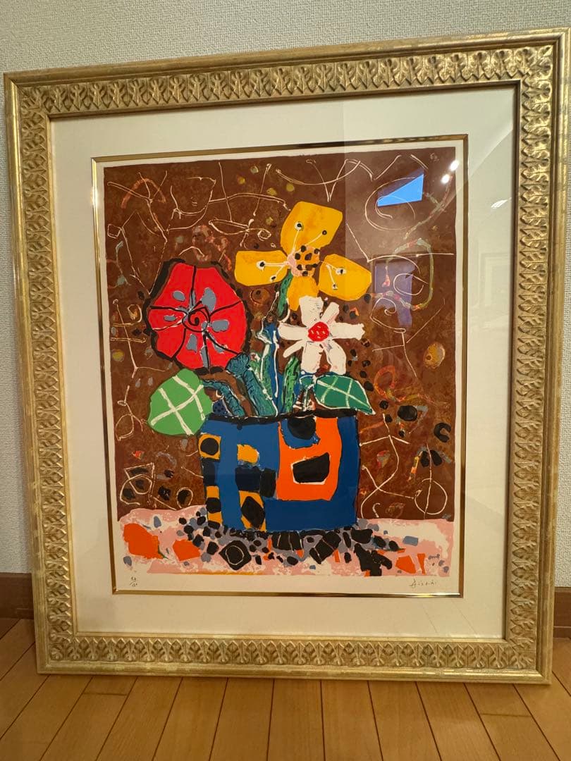 ポールアイズピリ　ブラウンバックの花　リトグラフ 86/120