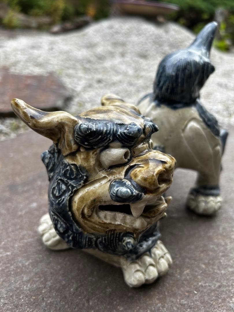 シーサー　2体　大小　沖縄　琉球　アンティーク