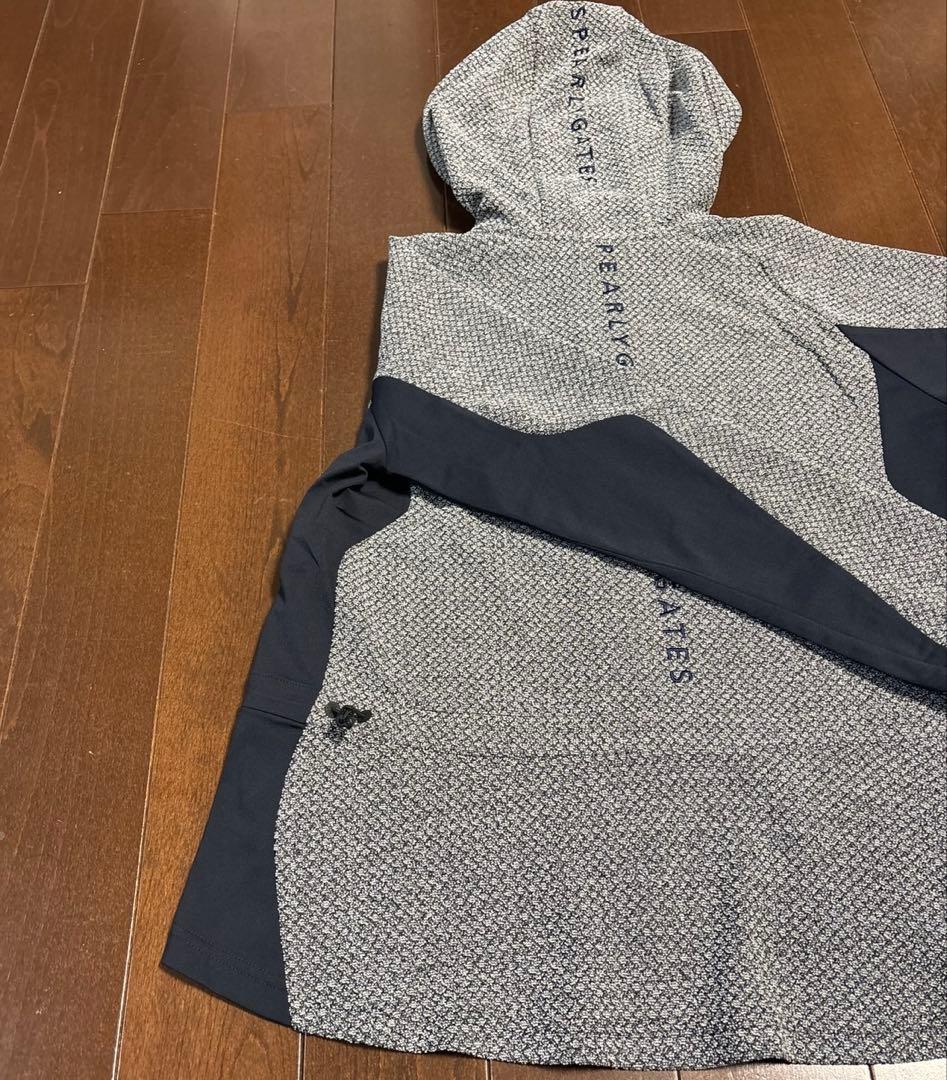 パーリーゲイツダイヤニットジャガードグレー×濃紺色ジャケットサイズ1