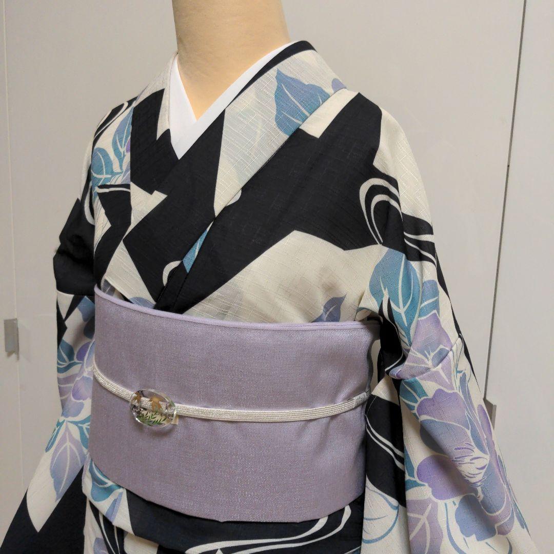 太陽様　確認用！浴衣 黒白幾何学模様 薄紫　ゆかた　Mサイズ