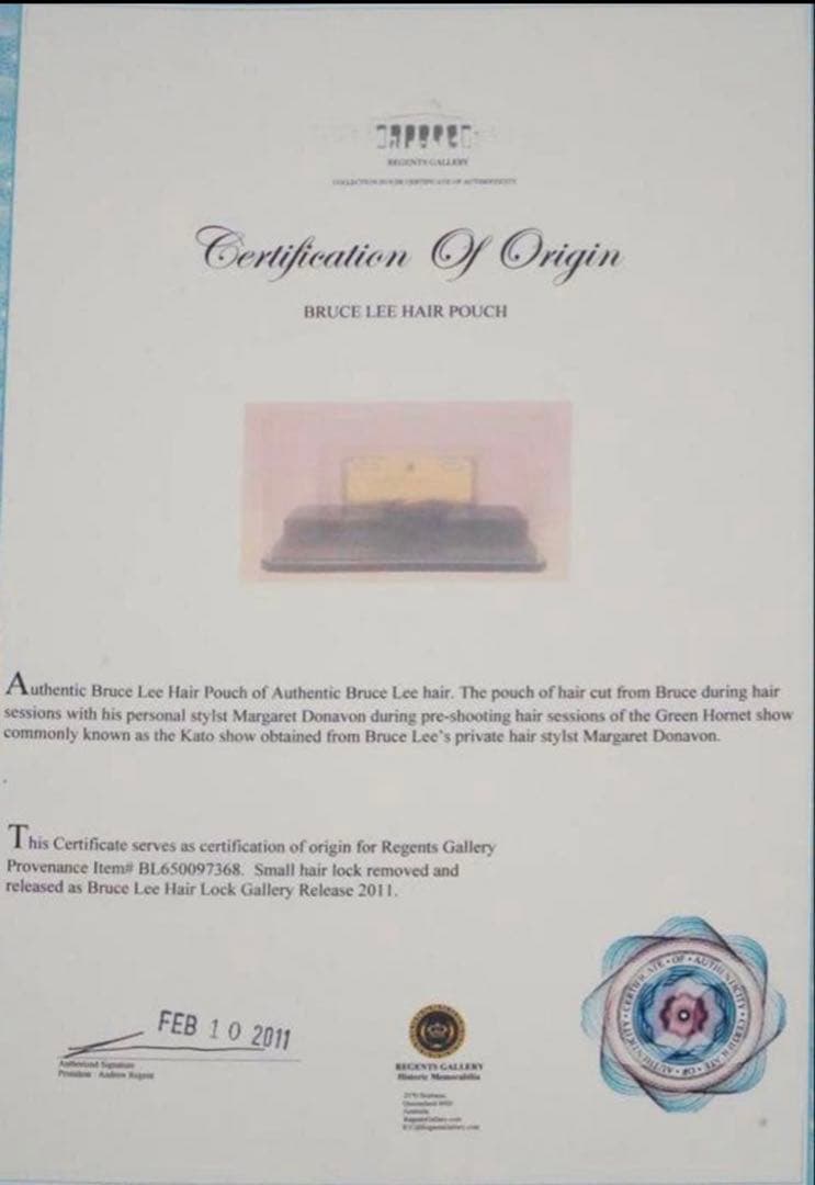 W*Z様 遺品■髪の毛■ブルース・リー■Bruce Lee Authentic