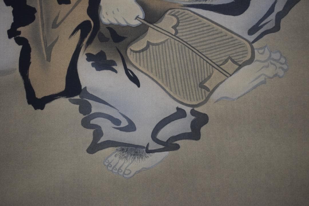 【真作】福田桂山/川渡布袋図/掛軸☆宝船☆Y-994　JM