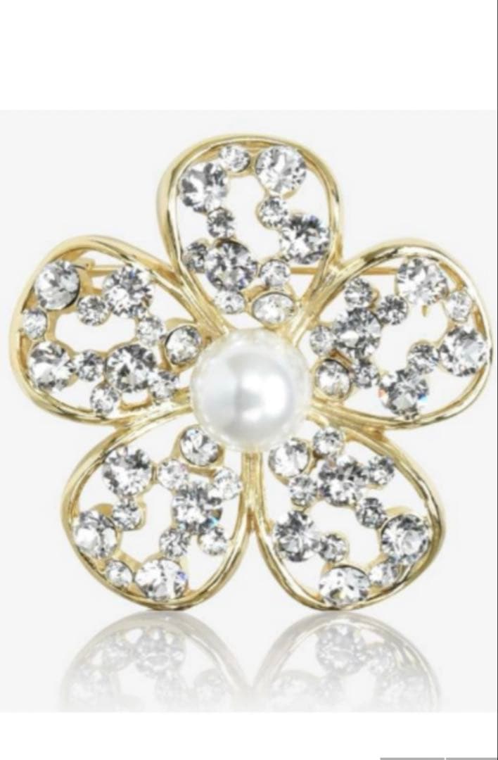 新品未使用　Rene ルネ パール　フラワー　ブローチ　ゴールド　真珠　お花